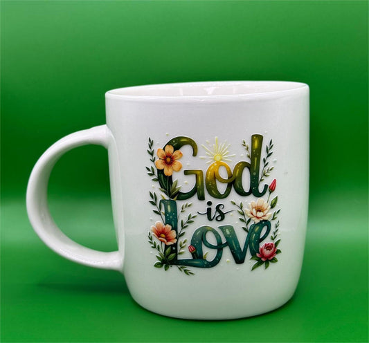 Floral God Is Love UV DTF White Mug