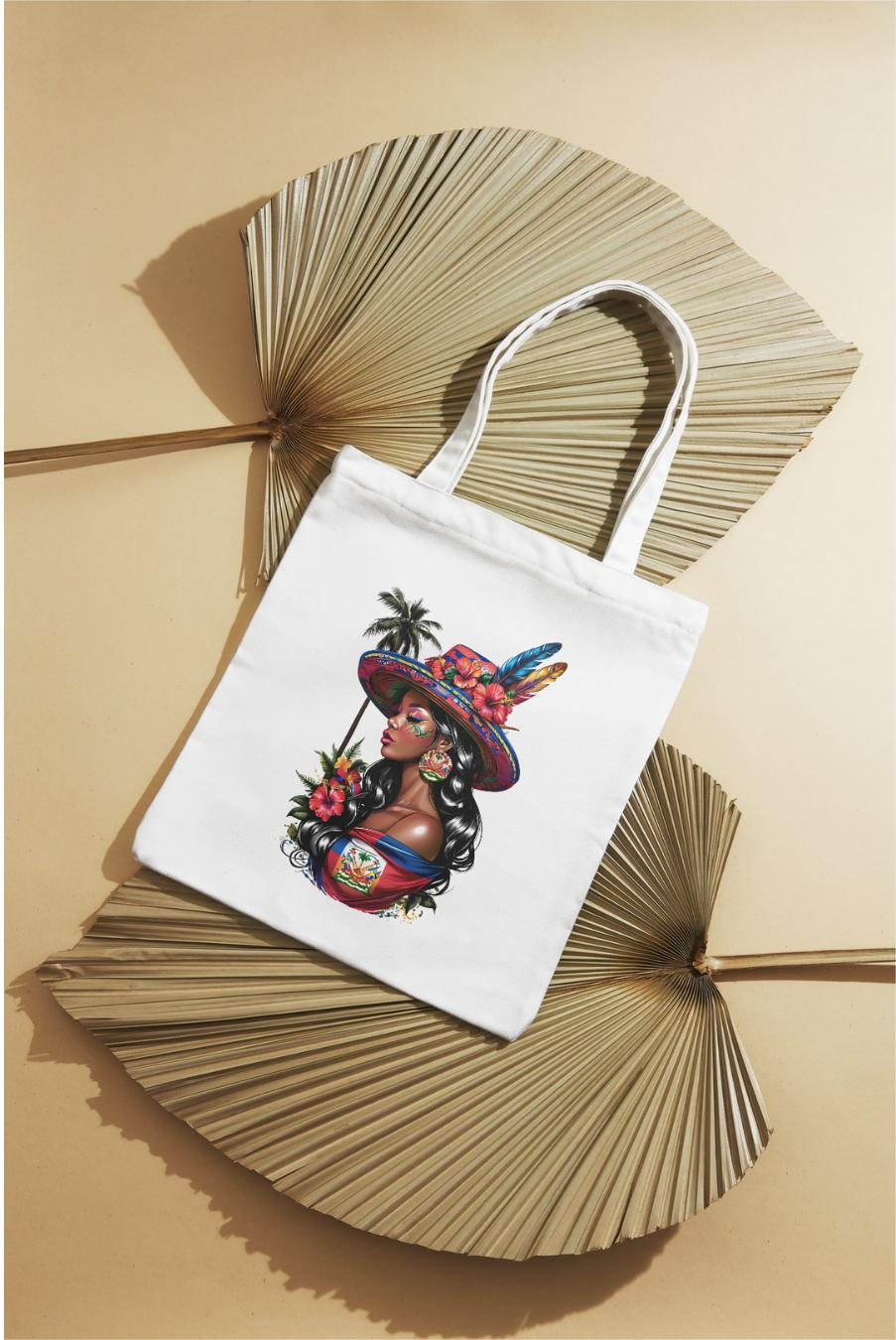Haitian Island Goddess Tote Bag – Vibrant Afro-Caribbean Art