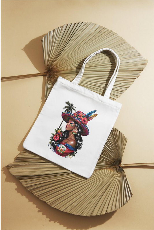 Haitian Island Goddess Tote Bag – Vibrant Afro-Caribbean Art