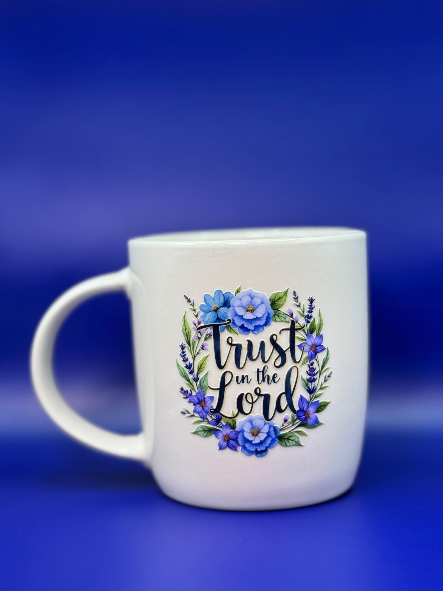 Trust in the Lord Blue Floral UV DTF Mug