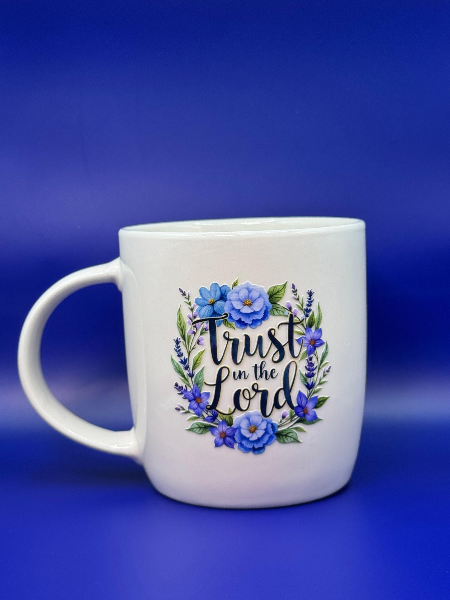 Trust in the Lord Blue Floral UV DTF Mug