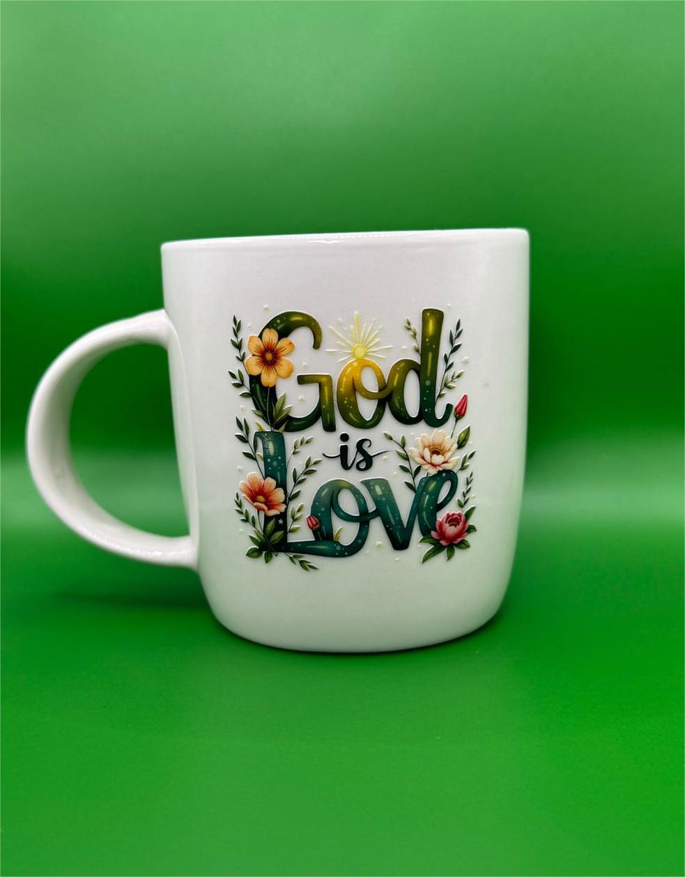Floral God Is Love UV DTF White Mug
