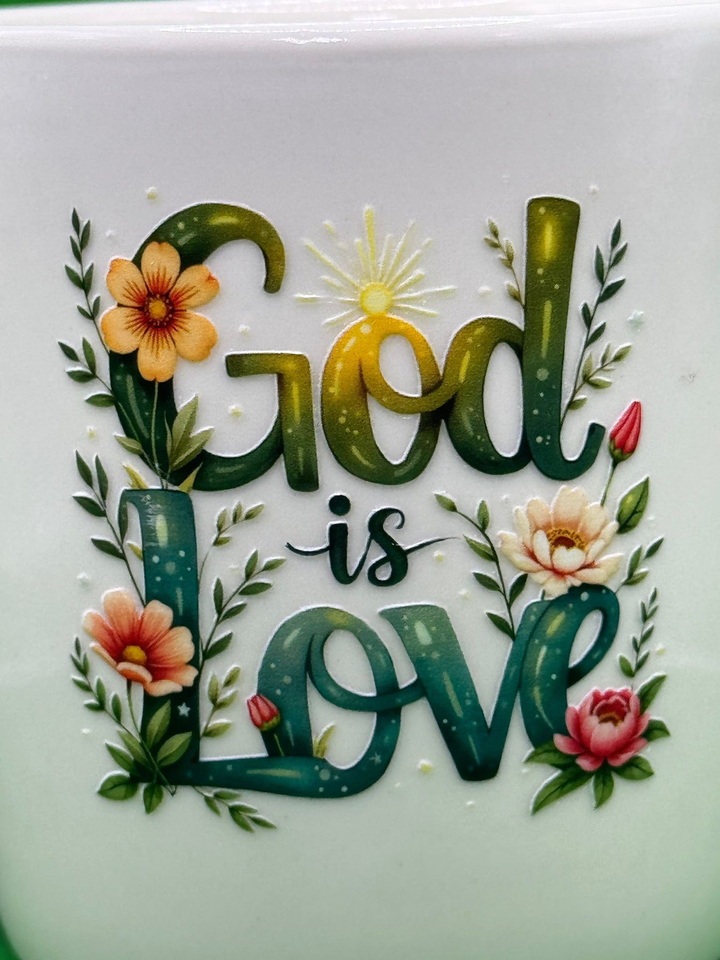 Floral God Is Love UV DTF White Mug