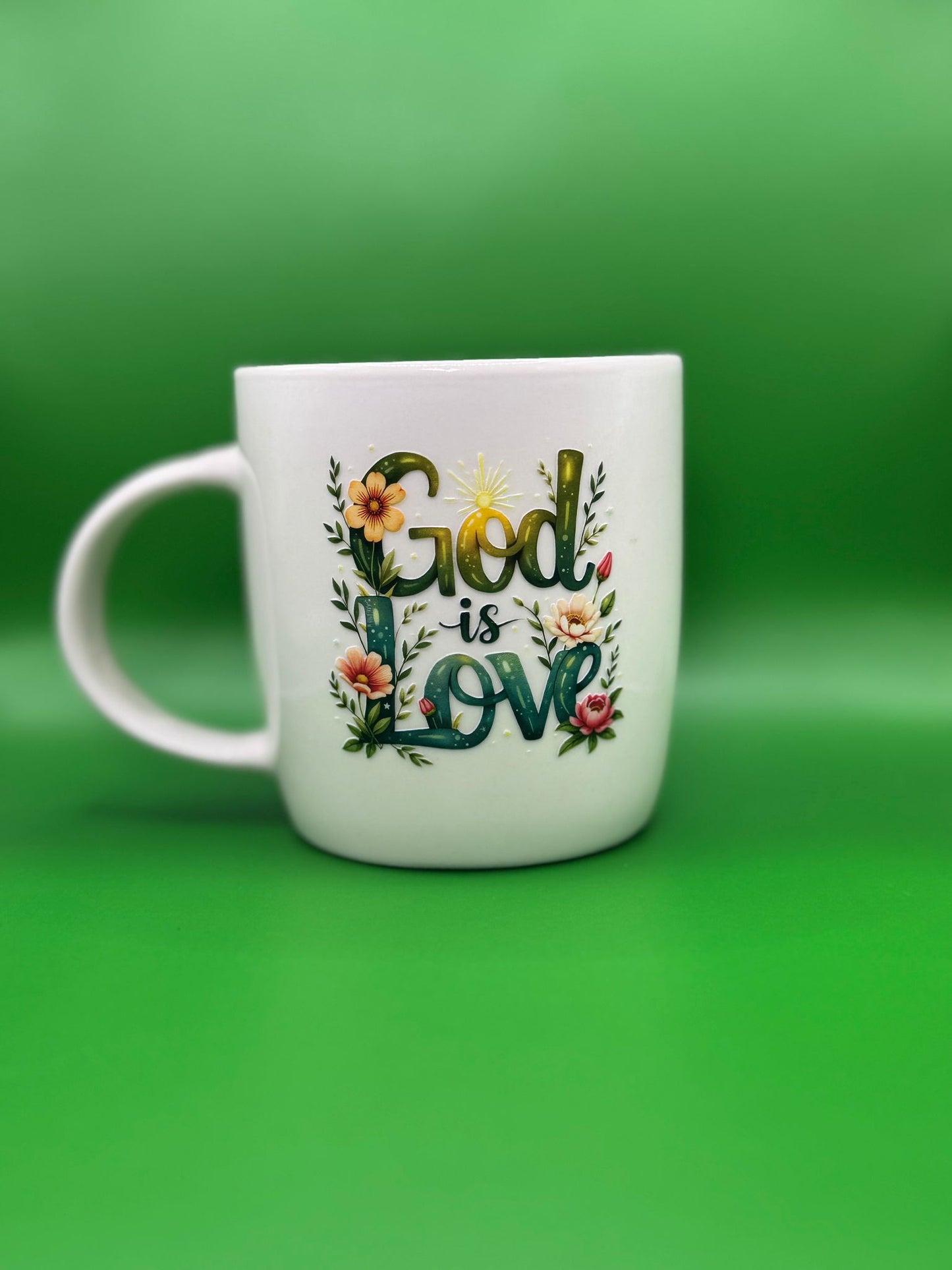 Floral God Is Love UV DTF White Mug